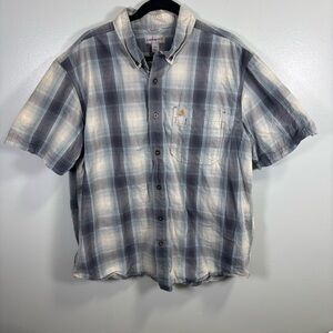 Carhartt Men's Blue Plaid Short Sleeve Shirt Sz‎ XL